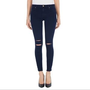 J Brand Mid Rise Crop Skinny Jeans in Blue Mercy